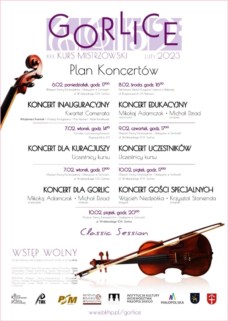 XXX MISTRZOWSKIE KURSY MUZYCZNE W GORLICACH 2023 / PLAN KONCERTÓW XXX MISTRZOWSKIE KURSY MUZYCZNE W GORLICACH 2023 / PLAN KONCERTÓW