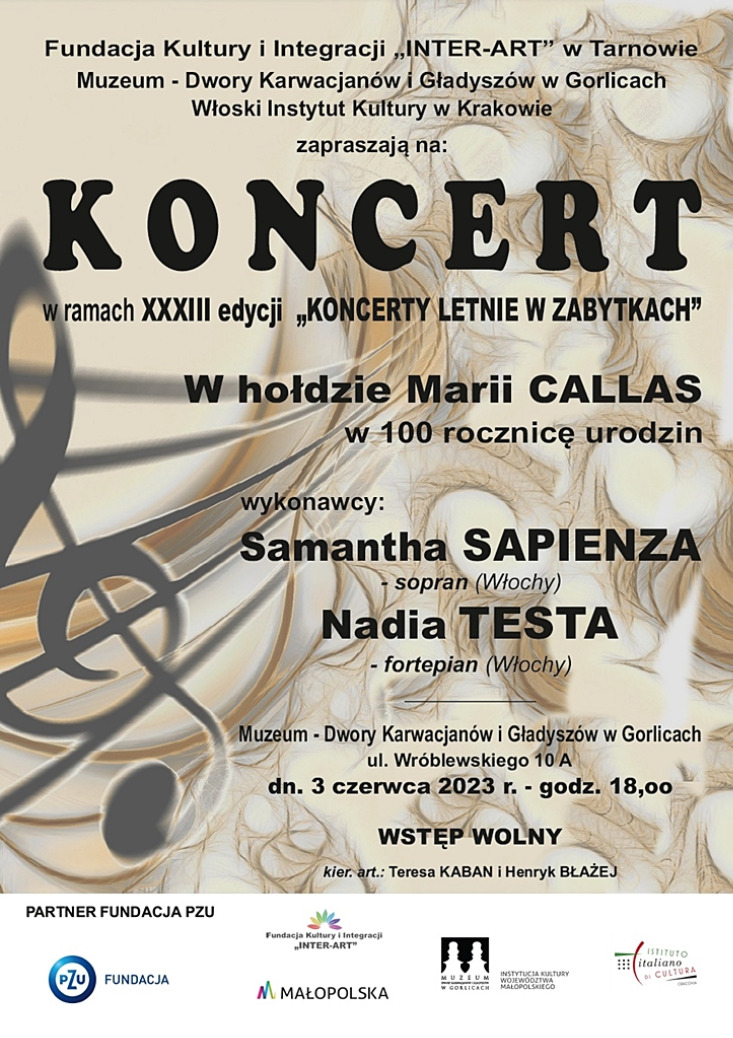 Samantha Sapienza i Nadia Testa - koncert ” W hołdzie Marii Callas w 100. rocznicę urodzin„ Samantha Sapienza i Nadia Testa - koncert ” W hołdzie Marii Callas w 100. rocznicę urodzin„