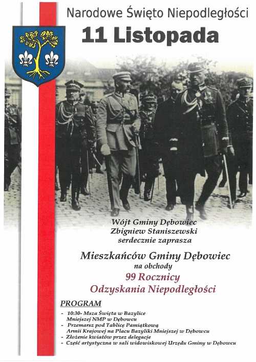 Obchody 99. rocznicy Odzyskania Niepodległości - Dębowiec Obchody 99. rocznicy Odzyskania Niepodległości - Dębowiec